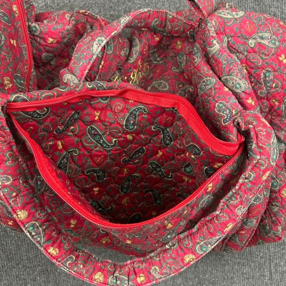 Paisley Quilted Duffle Bag Equestrian Western Preppy Large Red Blue Monogrammed - Picture 11 of 16